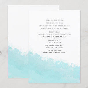 Cool Aqua Blue Wave Splash Beach Bridal Shower Invitation