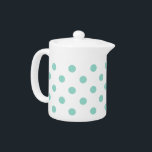 Cool Aqua Polka Dots<br><div class="desc">Cute polka dots in Cool Aqua on a solid white teapot.</div>