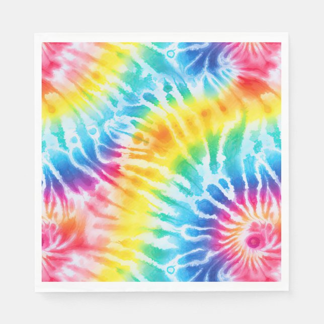 Cool Aqua Red Blue Yellow Orange Tie Dye Napkin (Front)