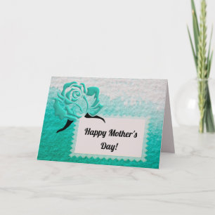 Cool Aqua Rose Happy Mother's Day Card 