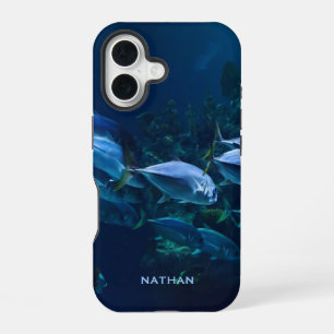 Cool Aquarium Fish Dark Water Personalised iPhone 16 Case