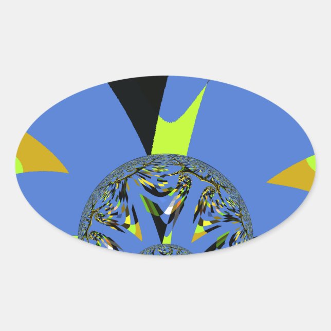 Cool Arches with Fractal Spheres Art Design Oval Sticker (Front)