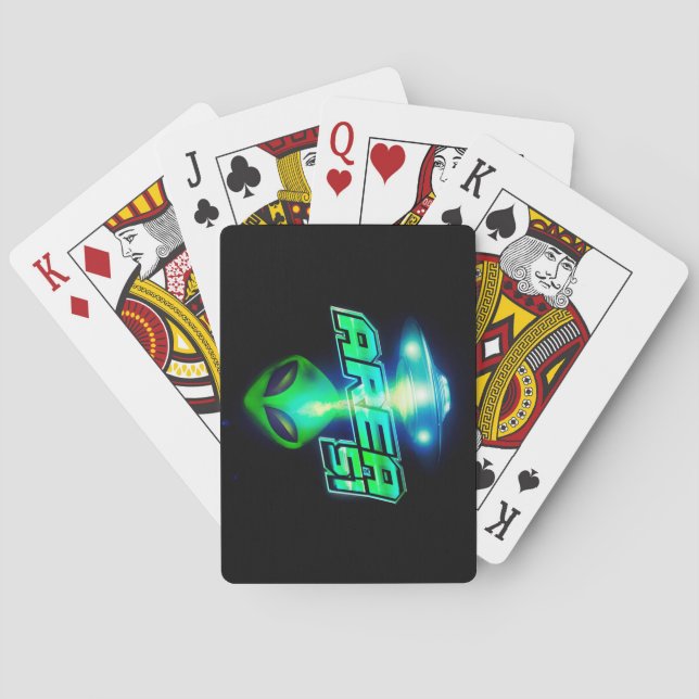Cool Area 51 Alien Spaceship Playing Cards (Back)