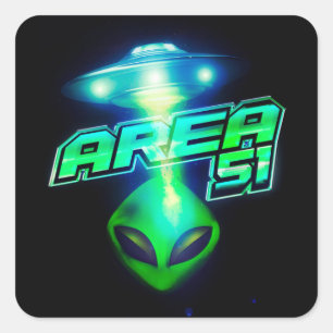 Cool Area 51 Alien Spaceship Square Sticker