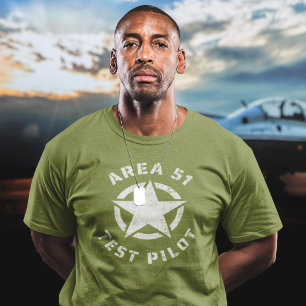 Cool Area 51 Test Pilot - Funny Alien UFO T-Shirt