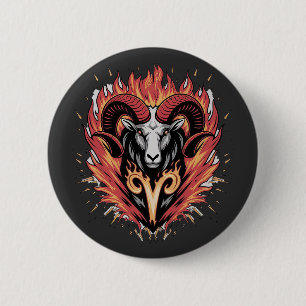 Cool Aries on fire Zodiac Astology design 6 Cm Round Badge