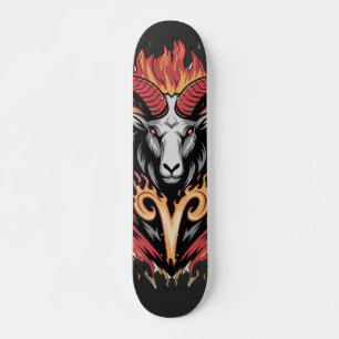 Cool Aries on fire Zodiac Astology design Skateboard