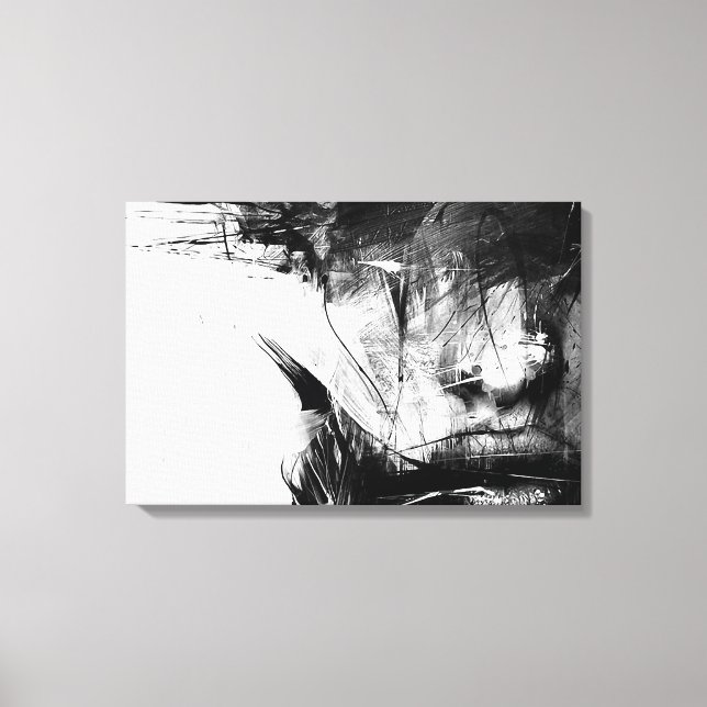 Cool Art Abstract Black White Face Woman Canvas Print (Front)