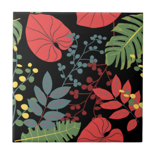 Cool art botanical with black background  tile