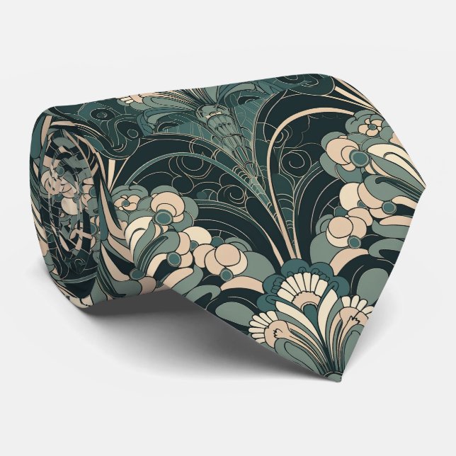 cool art deco pattern tiled  tie (Rolled)
