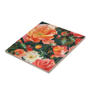 Cool Art Deco Rose Ceramic Tiles For Home Floorin