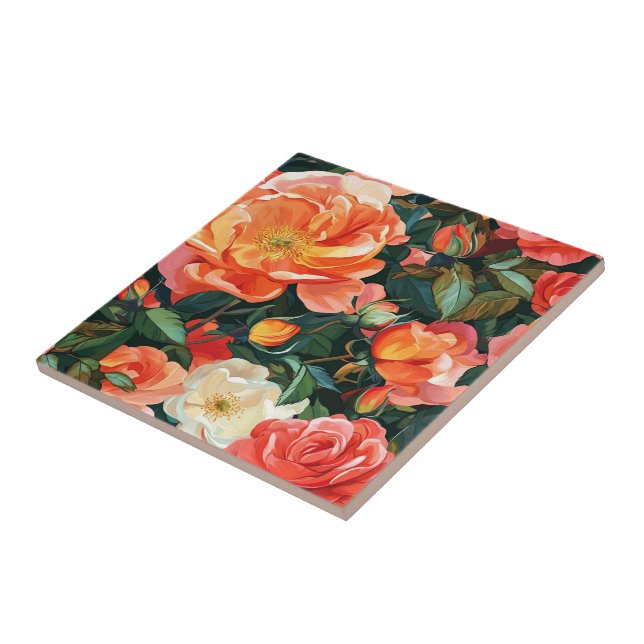 Cool Art Deco Rose Ceramic Tiles  For Home Floorin (Side)