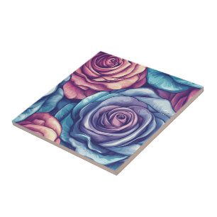 Cool Art Deco Rose Ceramic Tiles For Tiled Surfac