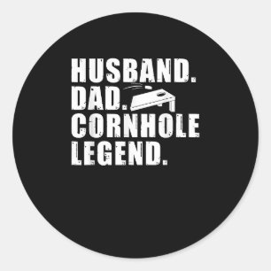 Cool Art Husband Dad Corn Hole Legend Sport Classic Round Sticker