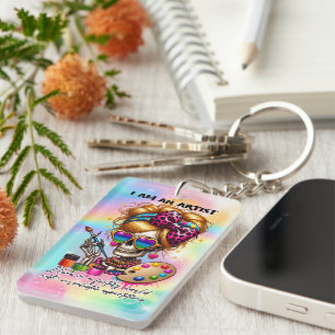 Cool Artist skeleton word art Key Ring