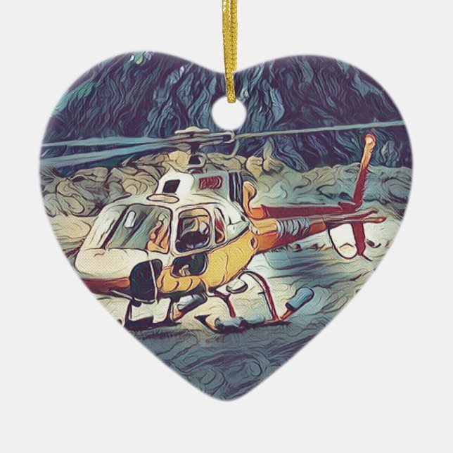 Cool Artistic Helicopter Ceramic Tree Decoration (Front)