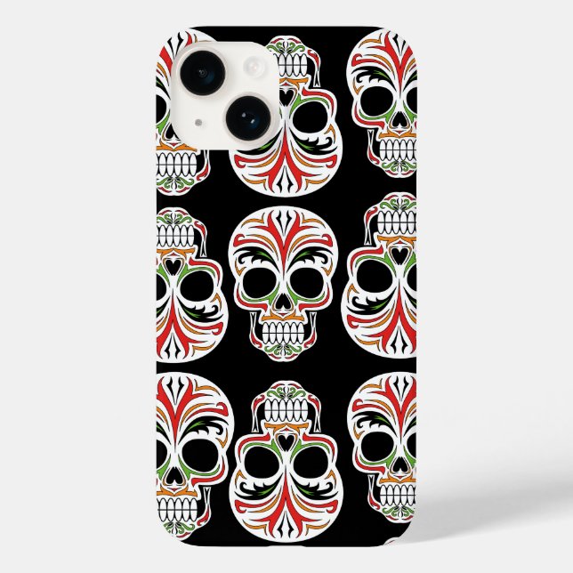 Cool artistic skull pattern Trendy black backdrop Case-Mate iPhone Case (Back)
