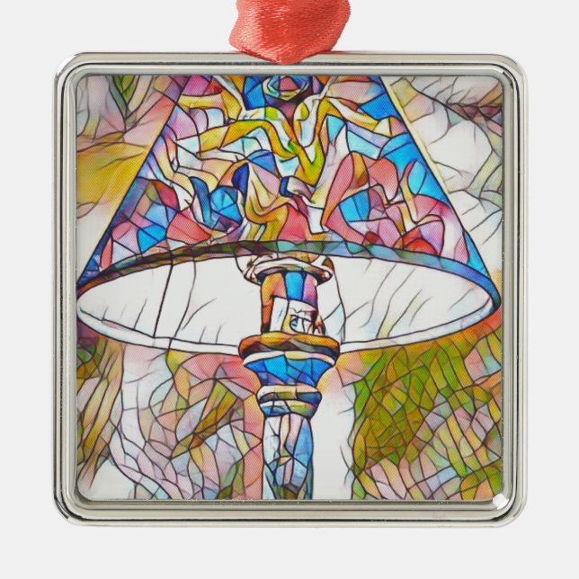 Cool Artistic Stained Glass Lamp Shade Metal Tree Decoration (Front)