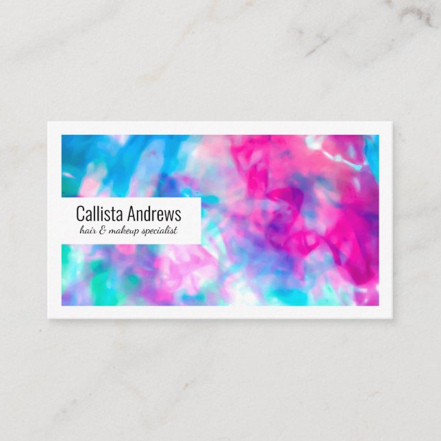 Cool Artsy Girly Purple Pink Blue Tie Dye Pattern Business Card (Front)