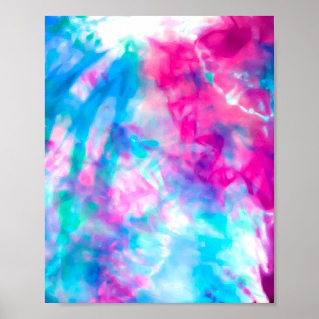 Cool Artsy Girly Purple Pink Blue Tie Dye Pattern Poster (Front)