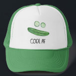 Cool as a Cucumber "Cool AF" Funny Trucker Hat<br><div class="desc">Stay cool as a cucumber in this fun trucker hat. Watercolor art just for you! Check my shop for more designs!</div>