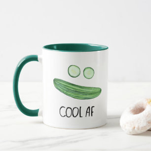 Cool as a Cucumber "Cool AF" Funny Watercolor Mug