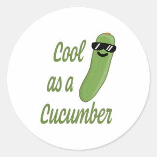 Cool as a Cucumber! Cute Cucumber Cartoon Classic Round Sticker