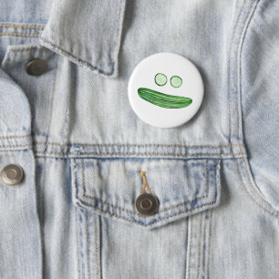 Cool as a Cucumber Funny Watercolor white 6 Cm Round Badge