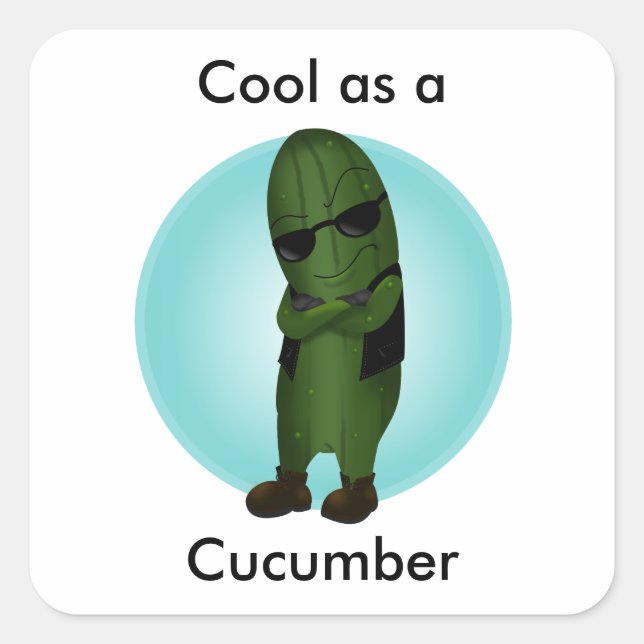 Cool As A Cucumber Square Sticker (Front)