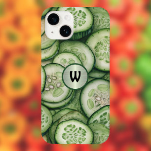 Cool as Cucumbers Green Veggie Monogram Case-Mate iPhone 14 Case