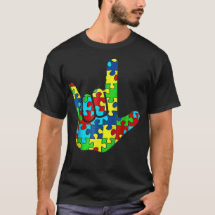 Cool ASL Love Sign Language Autism Awareness Suppo T-Shirt