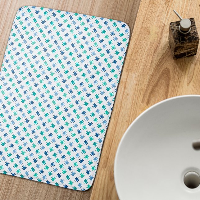 Cool AsteriskS - Ocean Colours Bath Mat (Add cool elegance to your bathroom with this ocean colors asterisks pattern.)