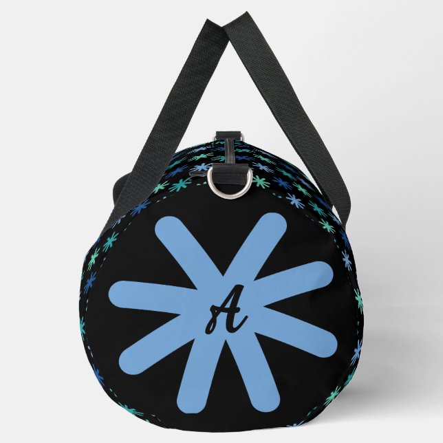 Cool AsteriskS Ocean Colours Initial On Black Larg Duffle Bag (Left)
