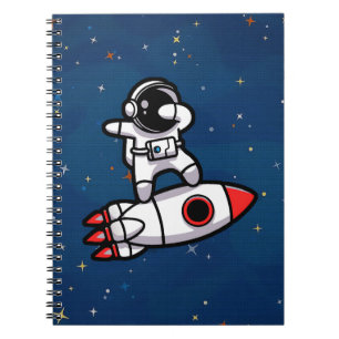 Cool Astronaut On The Rocket Notebook
