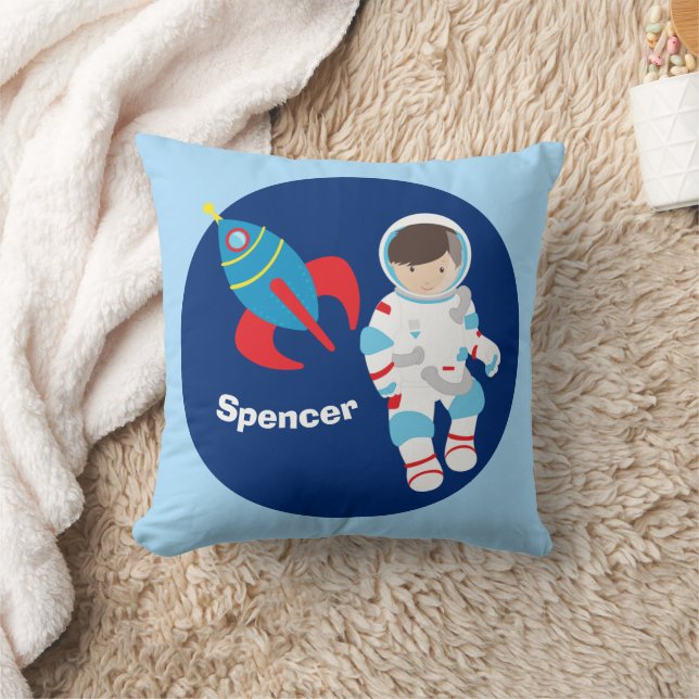 Cool Astronaut Outer Space Custom Kids Room Blue Cushion (Blanket)
