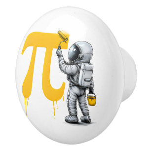 Cool Astronaut Painting Pi Symbol Pi Day Ceramic Knob