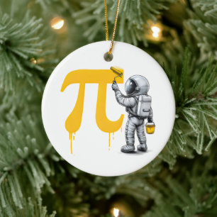Cool Astronaut Painting Pi Symbol Pi Day Ceramic Tree Decoration