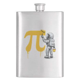 Cool Astronaut Painting Pi Symbol Pi Day Hip Flask