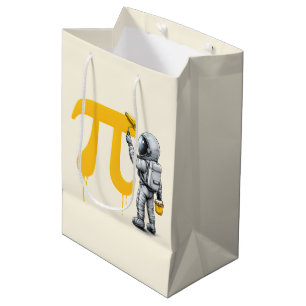 Cool Astronaut Painting Pi Symbol Pi Day Medium Gift Bag
