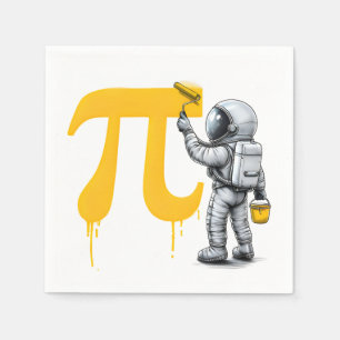 Cool Astronaut Painting Pi Symbol Pi Day Napkin