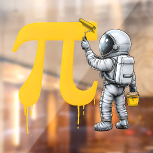 Cool Astronaut Painting Pi Symbol Pi Day  Window Cling