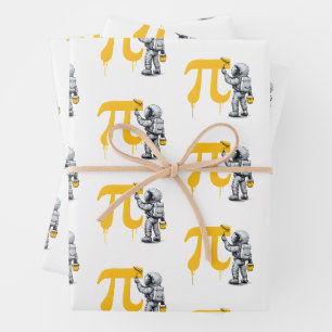 Cool Astronaut Painting Pi Symbol Pi Day Wrapping Paper Sheet