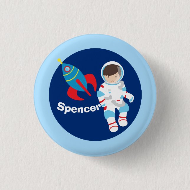 Cool Astronaut Rocket Ship Outer Space Birthday 3 Cm Round Badge (Front)