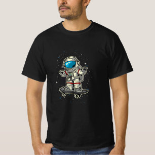 Cool Astronaut Skateboarding in Space Outer Space T-Shirt