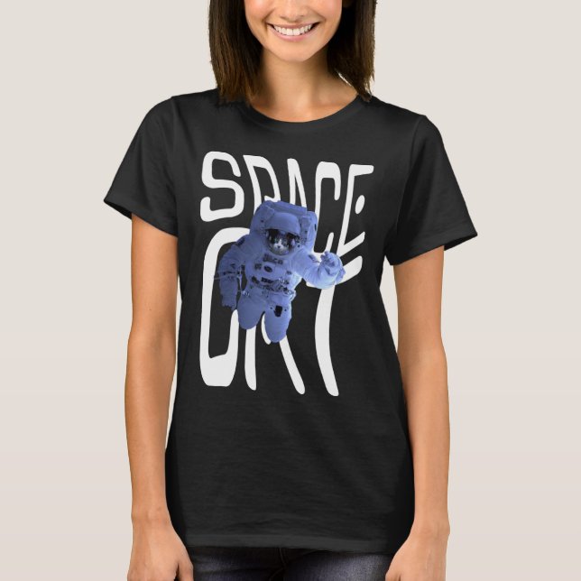Cool Astronaut Space Cat T-Shirt (Front)