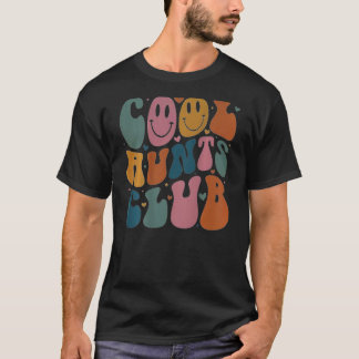 Cool Aunt Club Groovy Retro Smile Heart on back T-Shirt