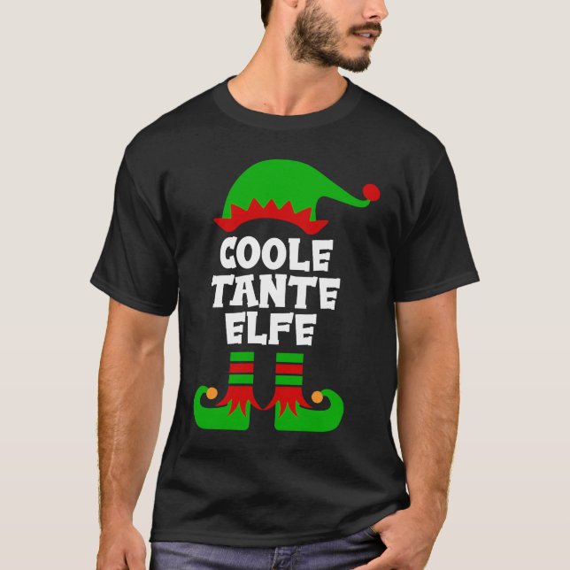 Cool aunt elf partner look family outfit Christmas T-Shirt (Front)