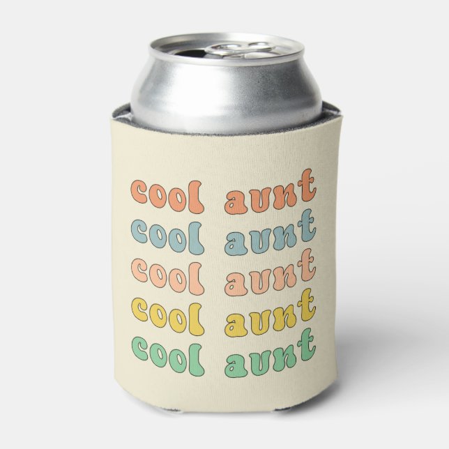 Cool Aunt Modern Retro Cute Gifts for Auntie Can Cooler (Can Front)