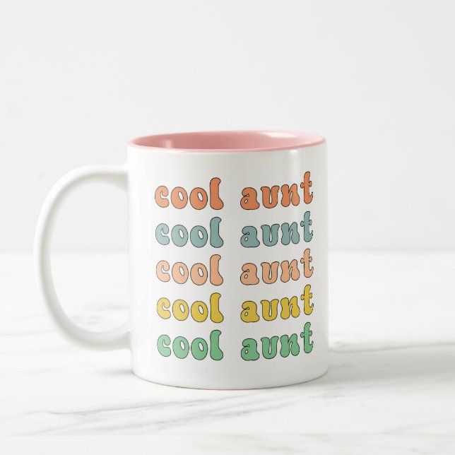 Cool Aunt Modern Retro Cute Gifts for Auntie Two-Tone Coffee Mug (Left)