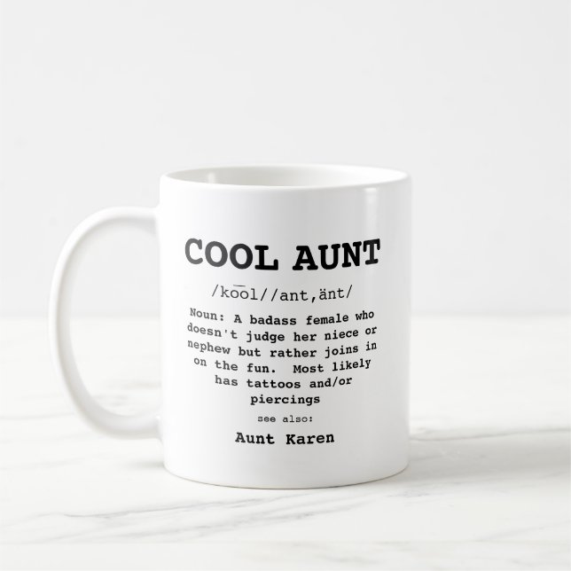 Cool Aunt Mug Black and White Definition (Left)
